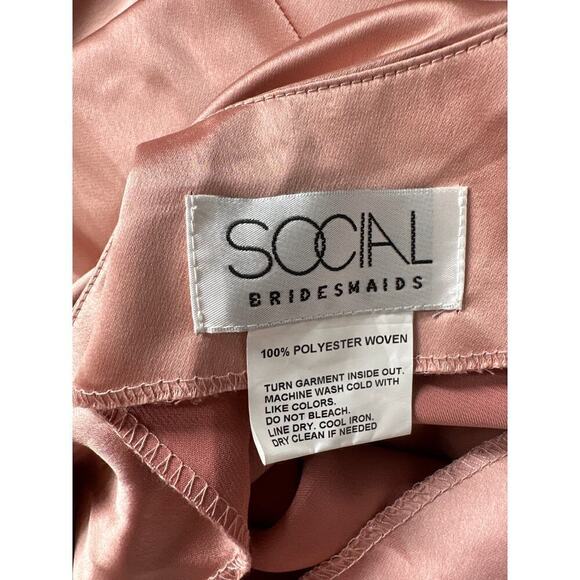 Social Bridesmaids Dress Scarf Tie High Neck Halter Slip Maxi Desert Rose XL - Picture 8 of 12